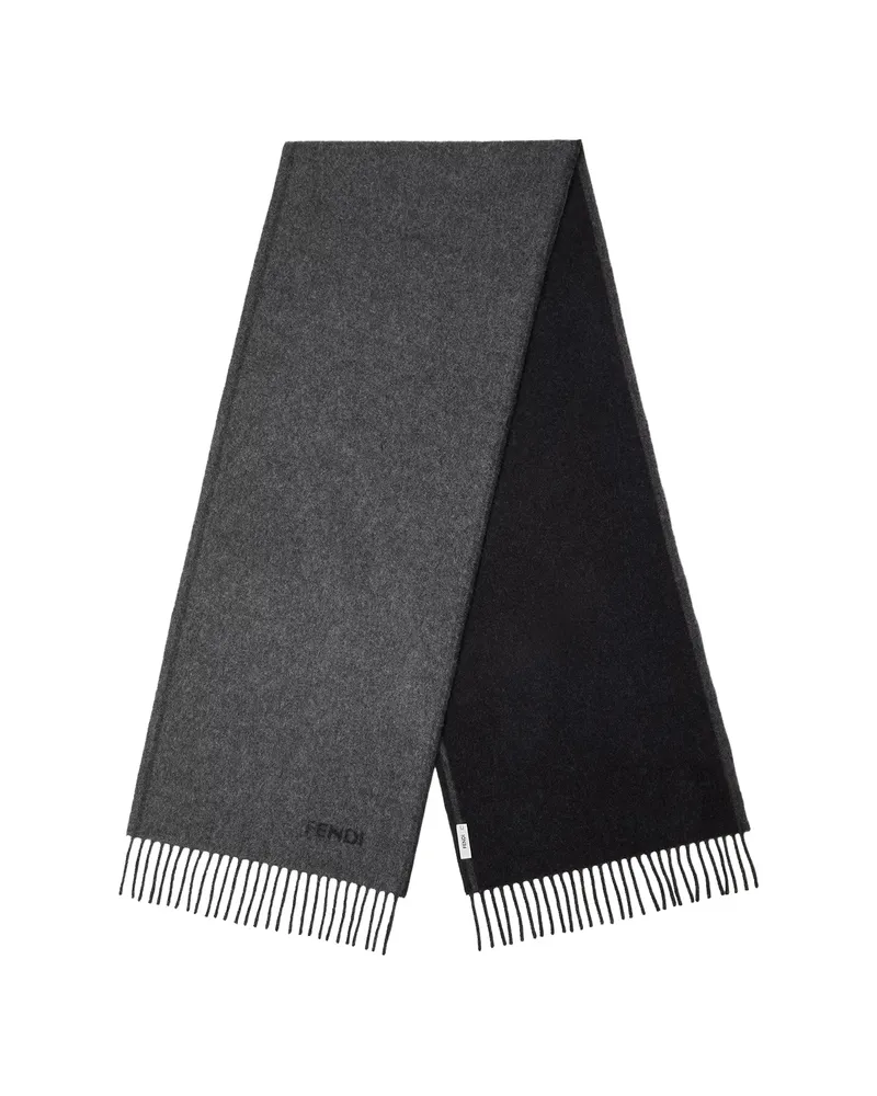 Fendi Gray And Black Cashmere Scarf Grey