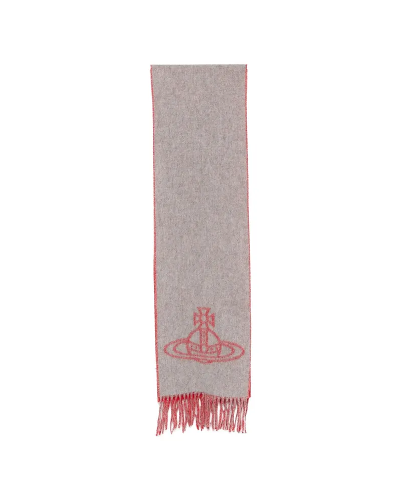 Vivienne Westwood Orb-intarsia Fringed Scarf Grey