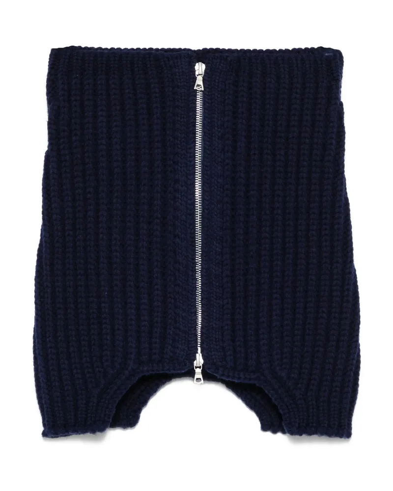 Dries van Noten Ribbed Zip-fastening Collar Blue