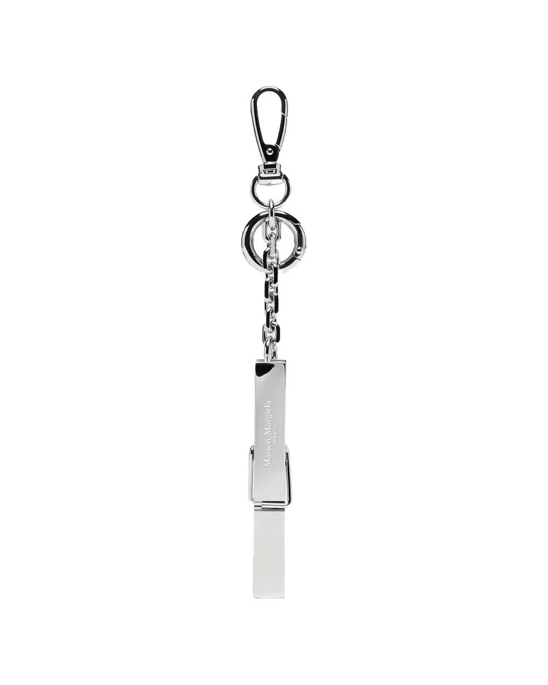 Maison Margiela Clothespin-shaped Chain Keyring Silver