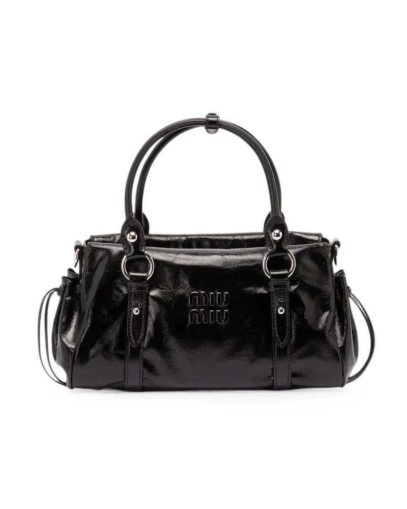 Miu Miu Logo-embossed Tote Bag Black