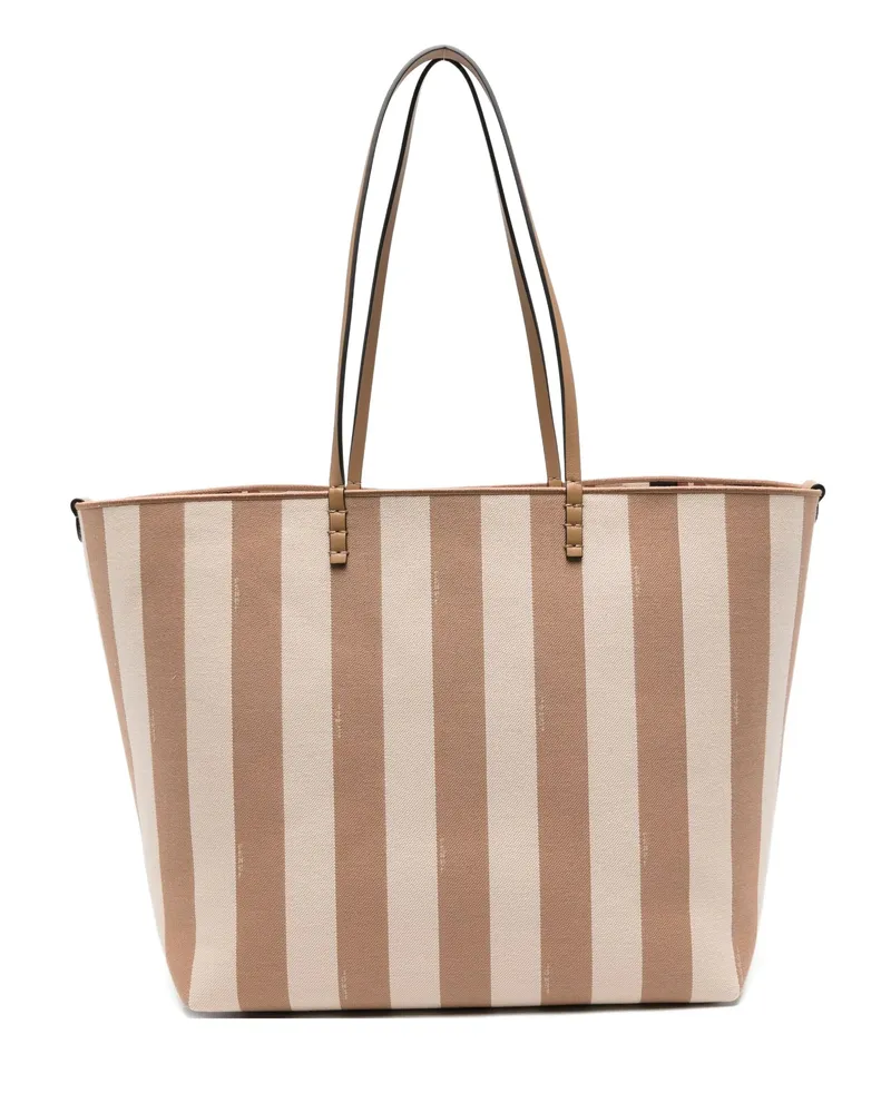 Fendi Large Striped Tote Bag Neutrals