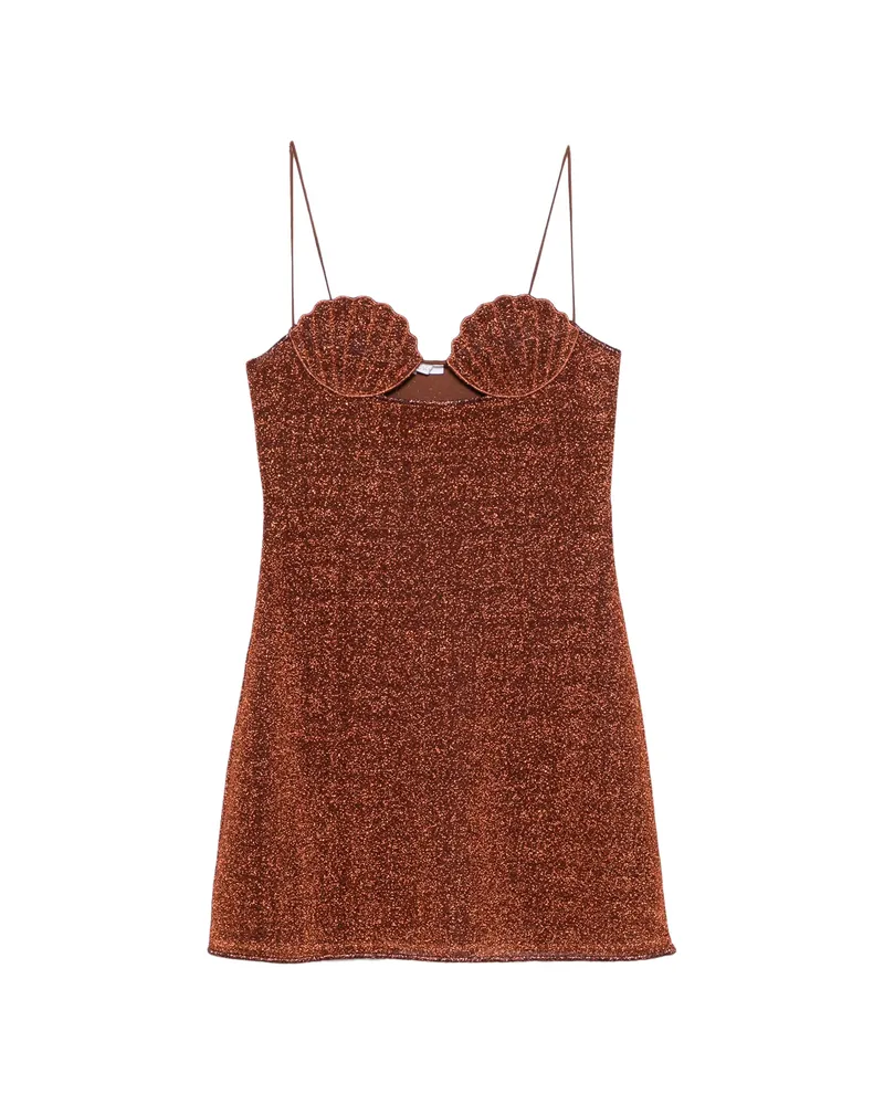 Oséree Lumière Shell Metallic-effect Mini Dress Brown