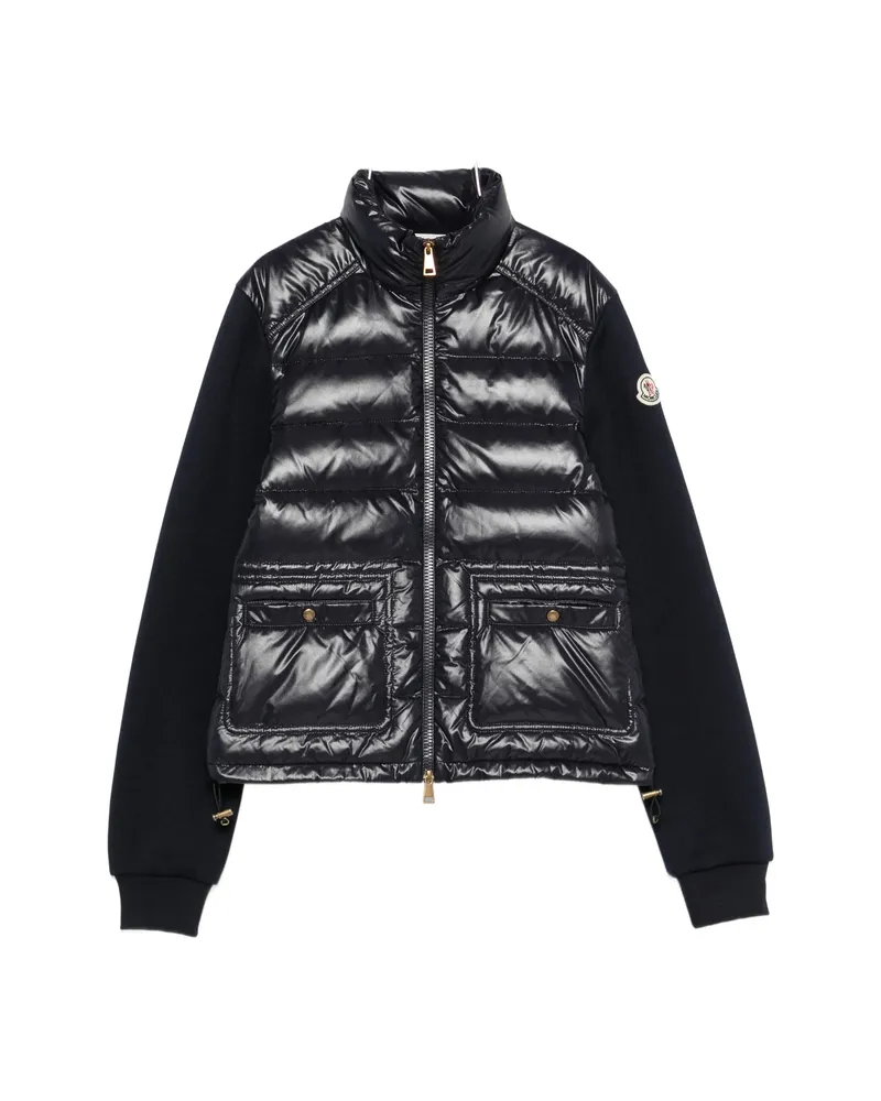Moncler Quilted-panel Zip-up Jacket Blue