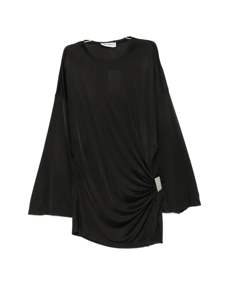ATTICO Gathered-detail Side-slit Mini Dress Black