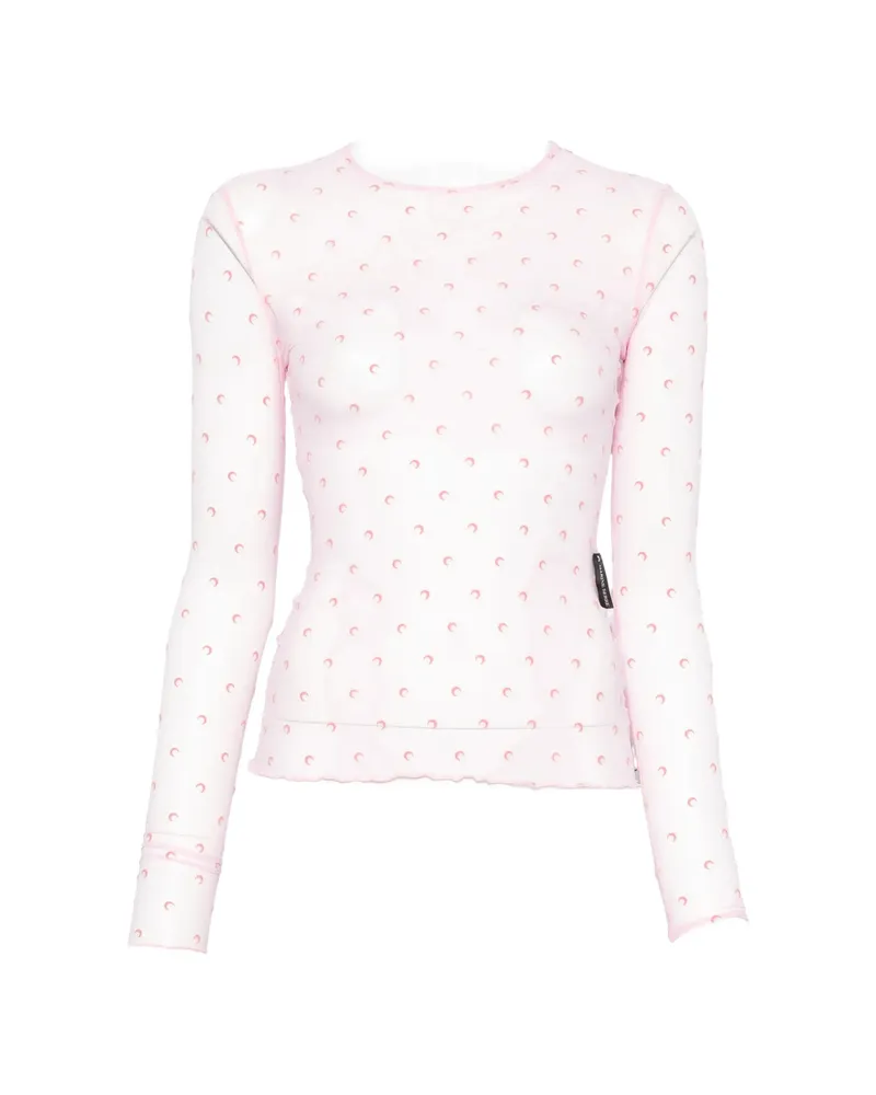 Marine Serre Moon-print Long-sleeve T-shirt Pink