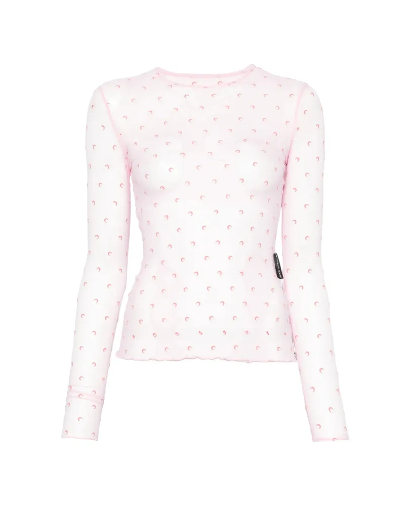 Marine Serre Moon-print Long-sleeve T-shirt Pink