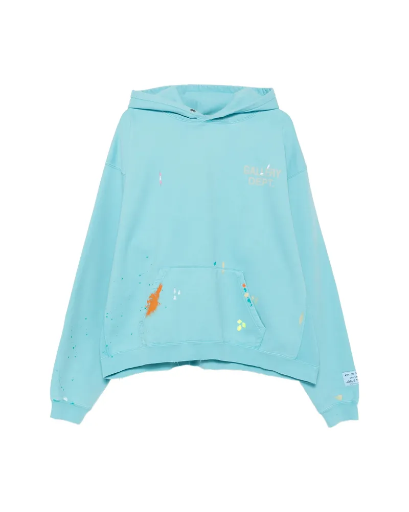 GALLERY DEPT. Paint-splatter Logo-print Hoodie Blue