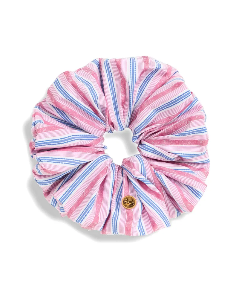 Etro Striped Jacquard Cotton Scrunchie Pink