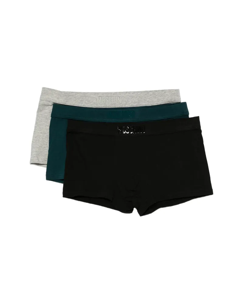 Moschino Logo-waistband Boxer Briefs (set Of Three Black