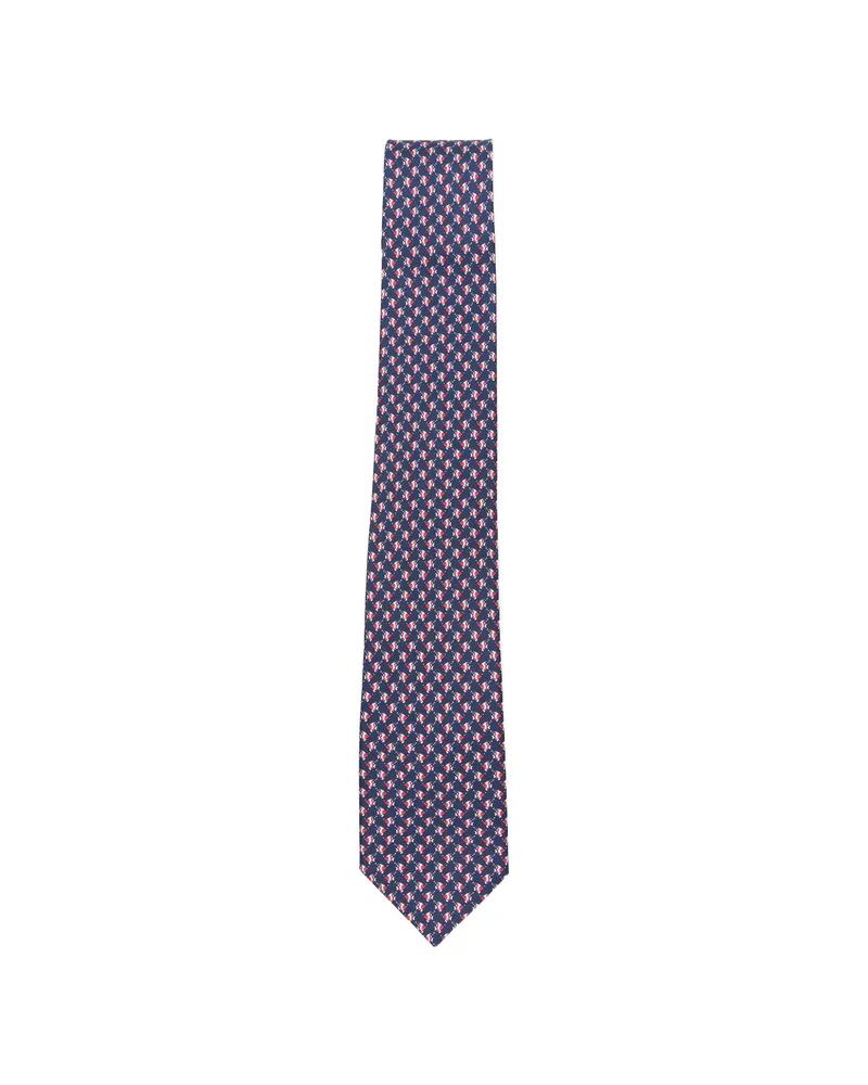 Ferragamo Cyrus Gancini Fish-print Tie Blue