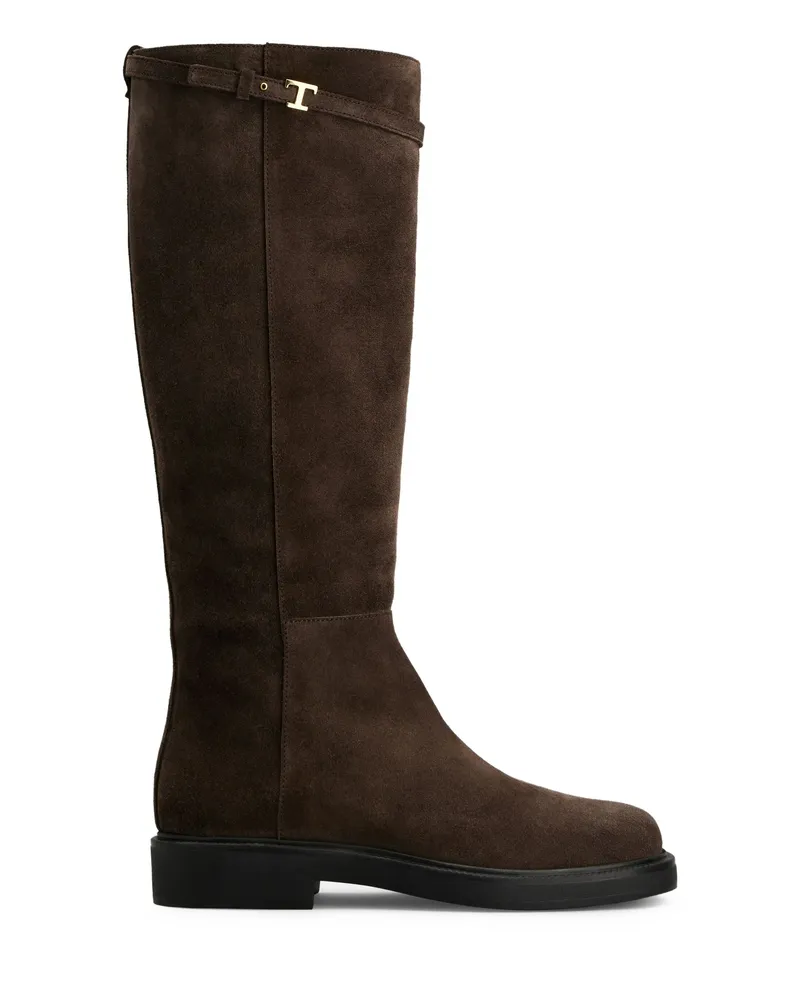TOD'S Suede Knee-high Boots Brown