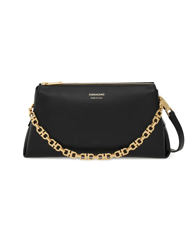 Ferragamo Gancini Chain Cross Body Bag Black