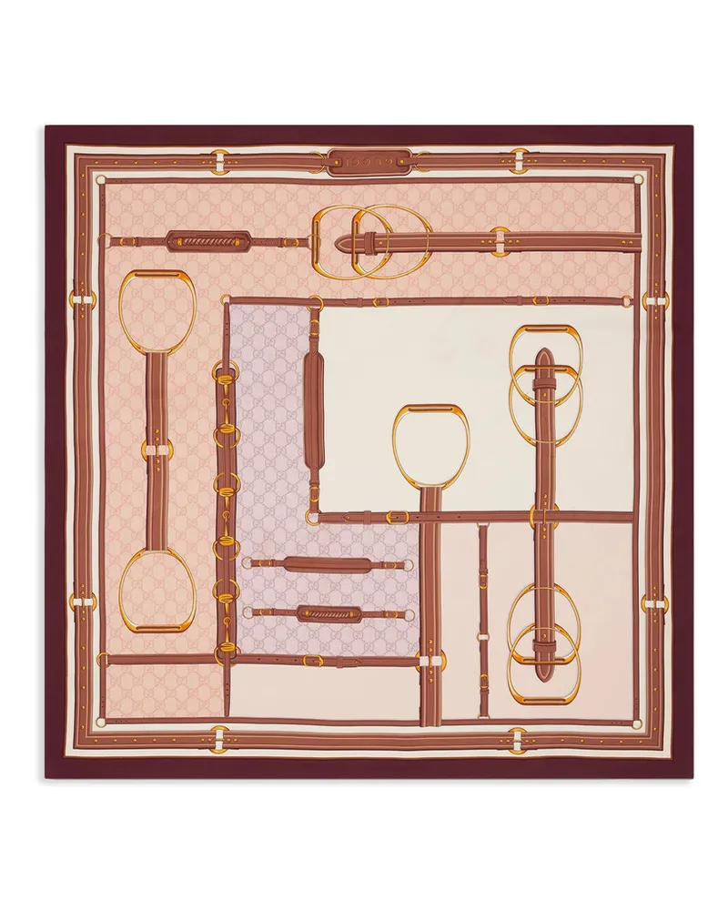 Gucci Printed Silk Scarf Neutrals