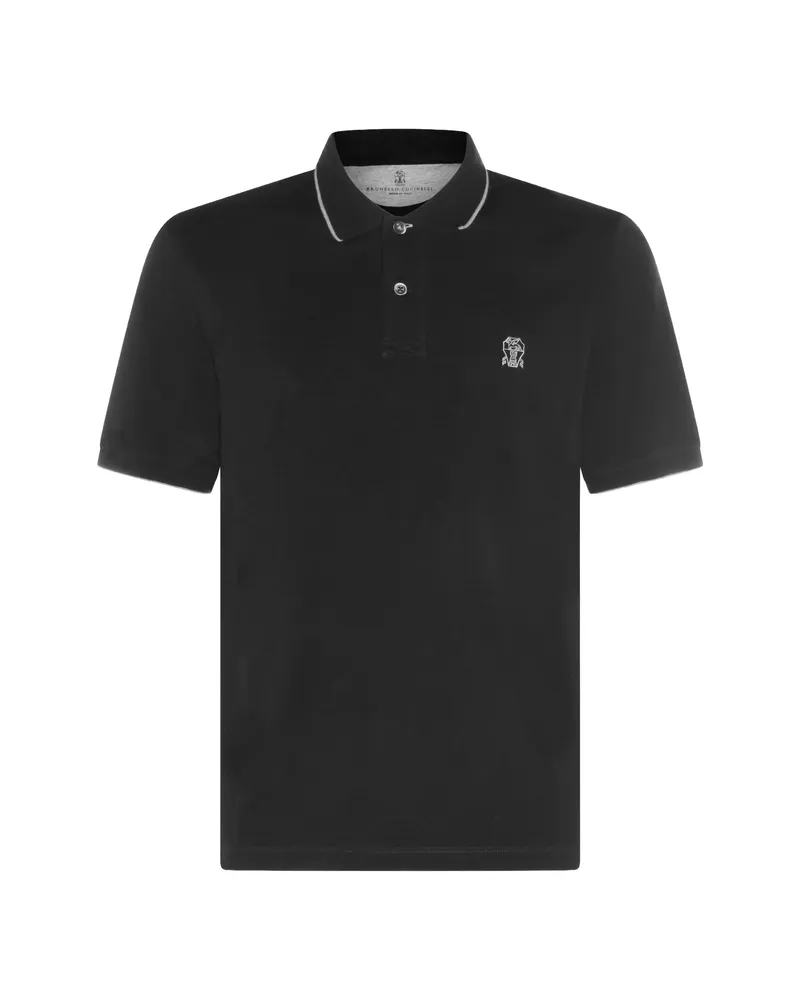 Brunello Cucinelli Logo Polo Shirt Black