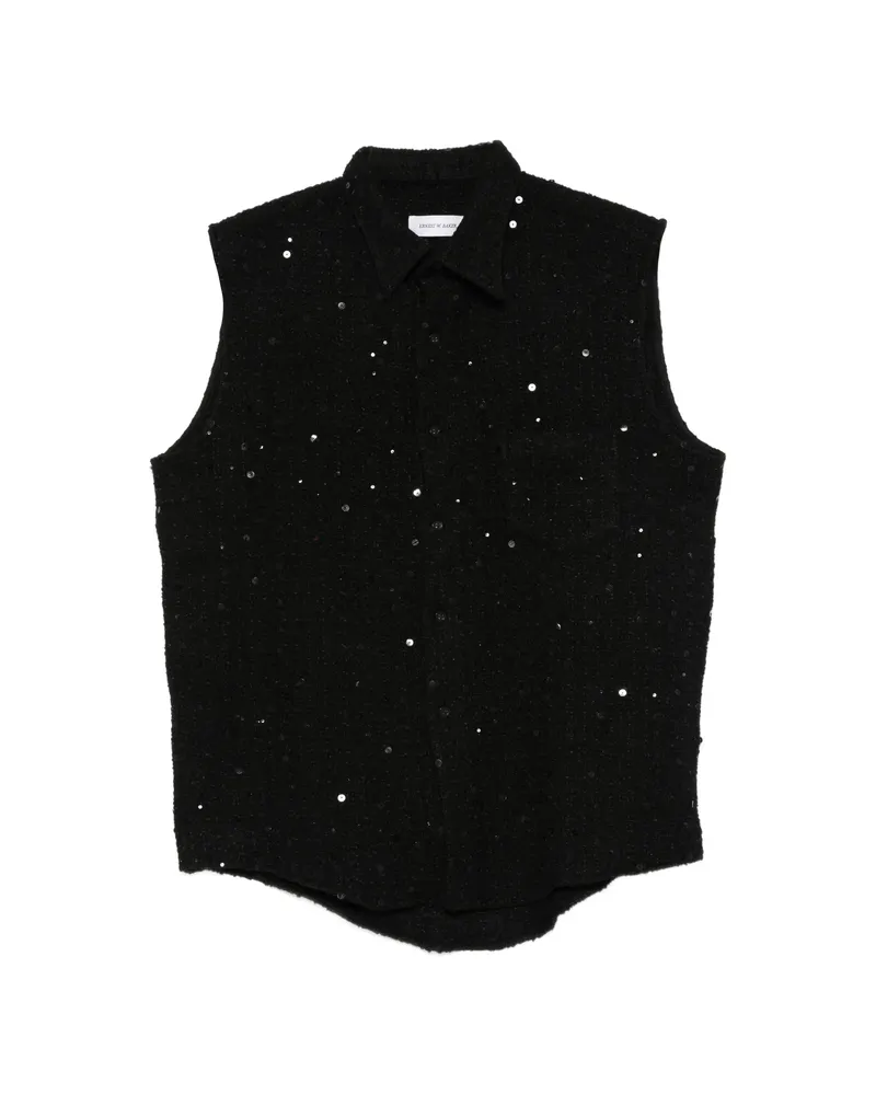 Ernest W. Baker Sequin-embellished Sleeveless Shirt Black