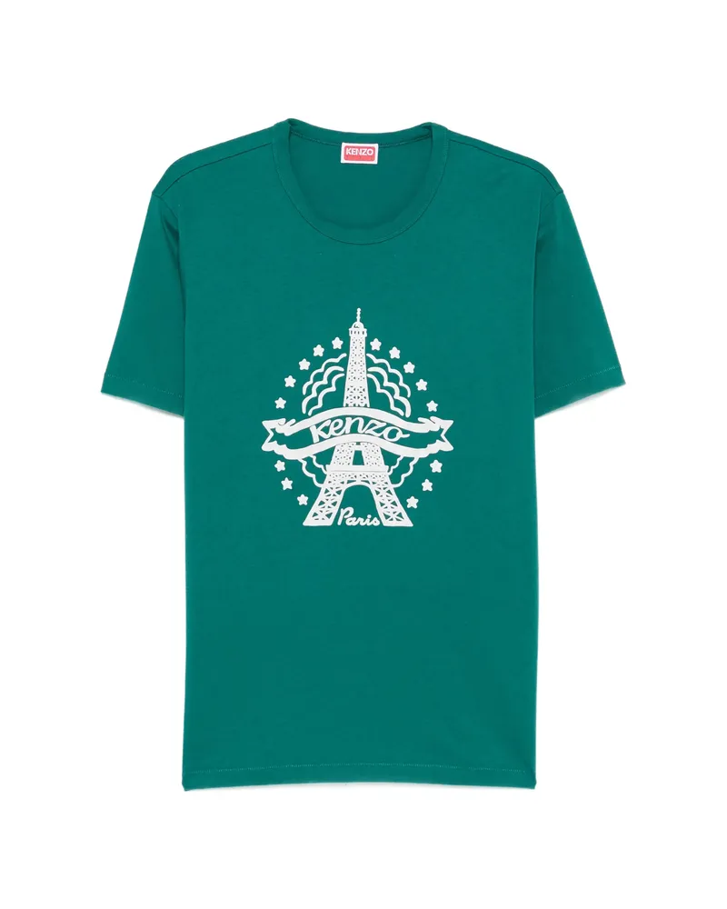 Kenzo Eiffel Tower Graphic-print T-shirt Green