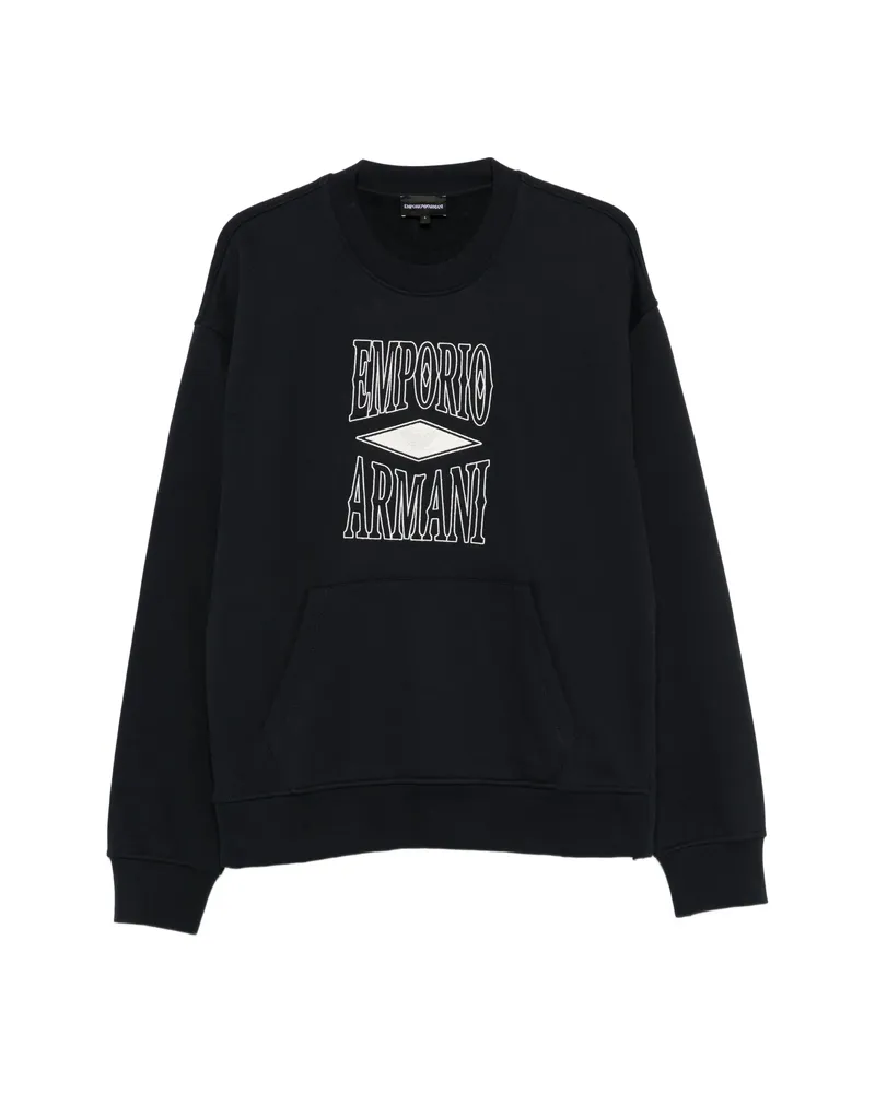Emporio Armani Logo-embroidered Zip-slit Sweater Blue
