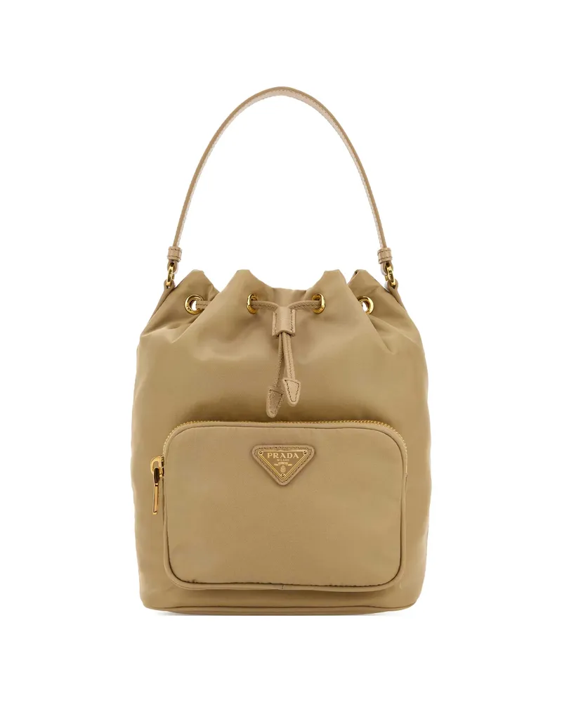 Prada Top-handle Leather Shoulder Bag Neutrals