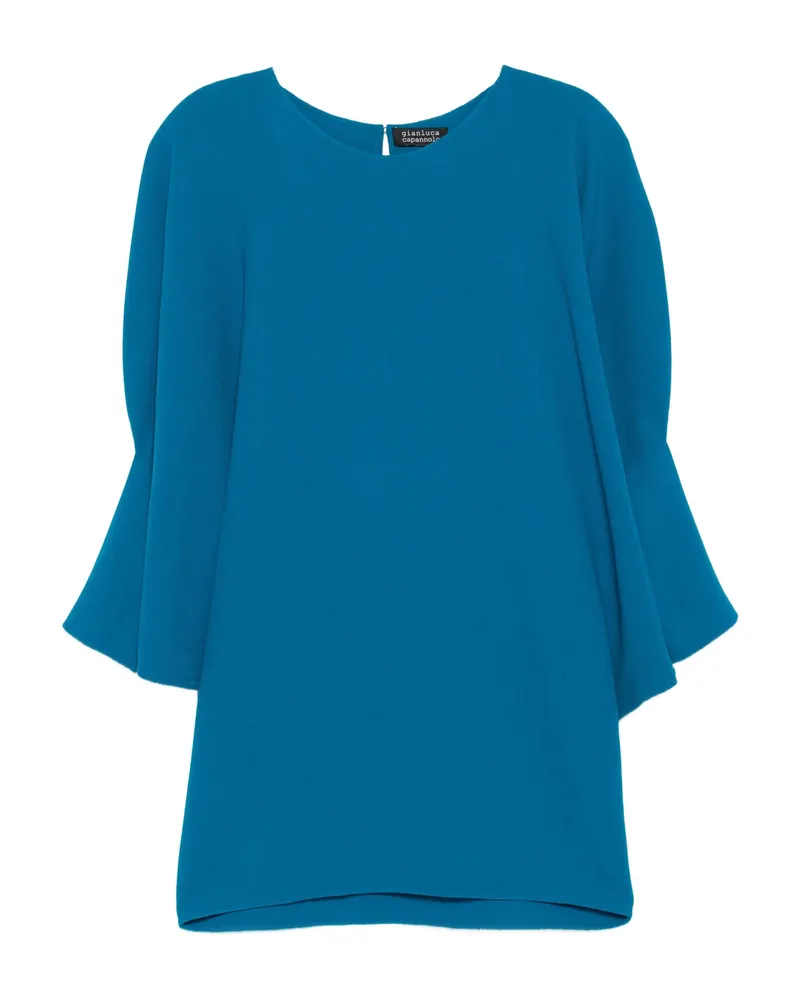 Gianluca Capannolo Bell-sleeve Wool Mini Dress Blue