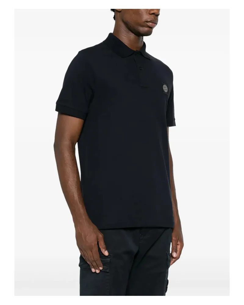 Stone Island Compass-badge Piqué Polo Shirt Blue