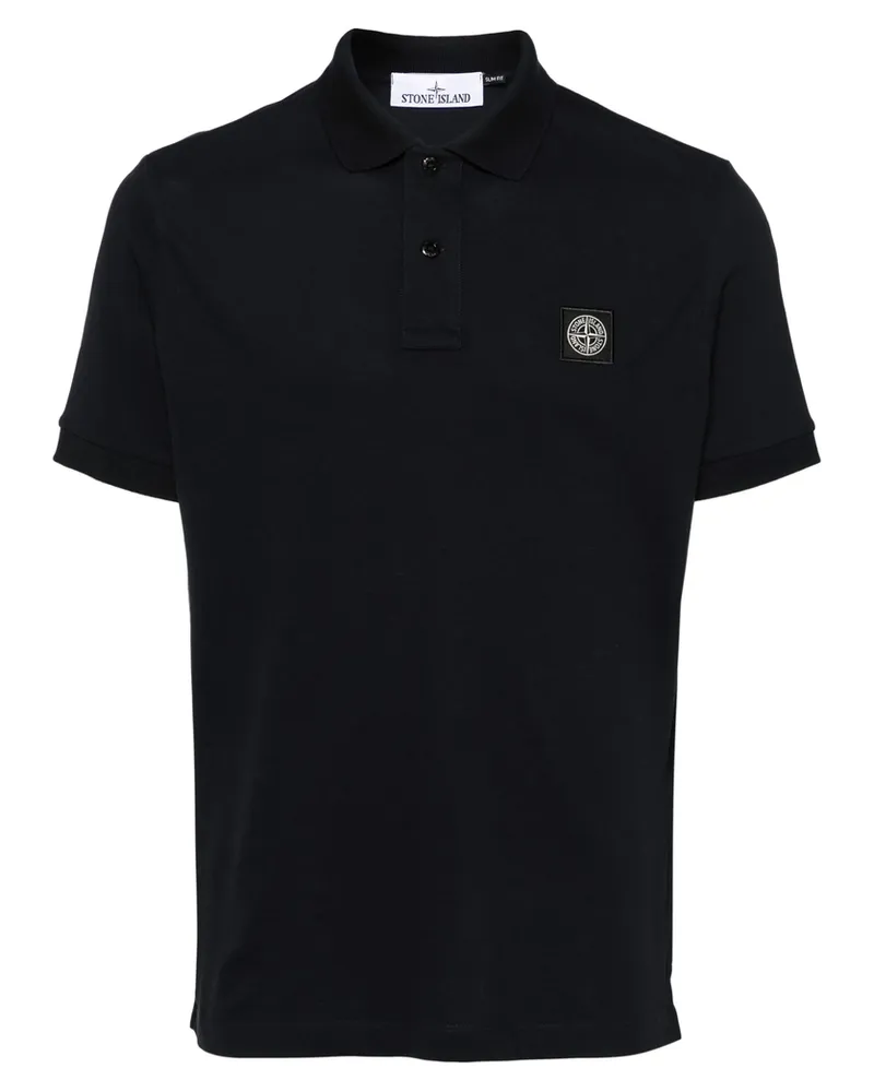 Stone Island Compass-badge Piqué Polo Shirt Blue