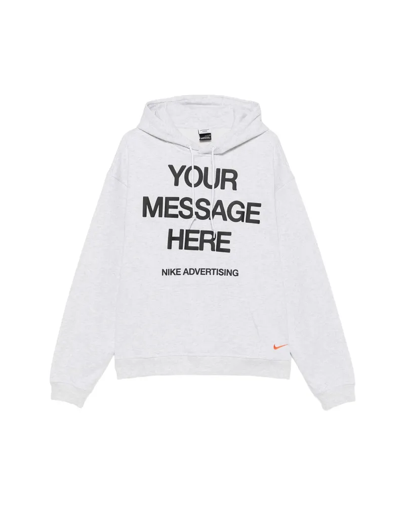 Nike Slogan-print Drawstring Hoodie Grey