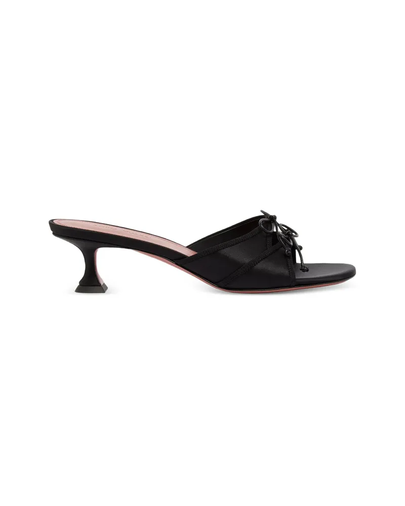 Amina Muaddi Eleonora Bow Silk Sandals Black