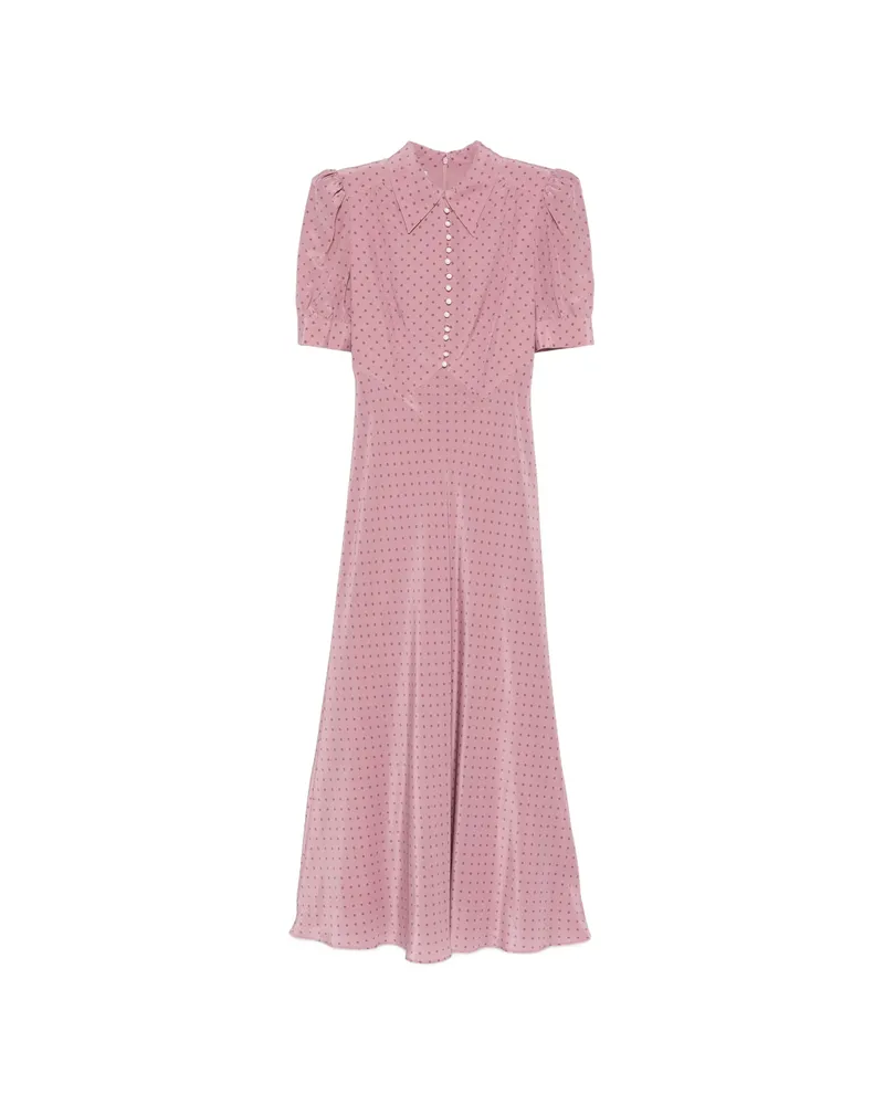 Alessandra Rich Polka-dot Midi Dress Pink