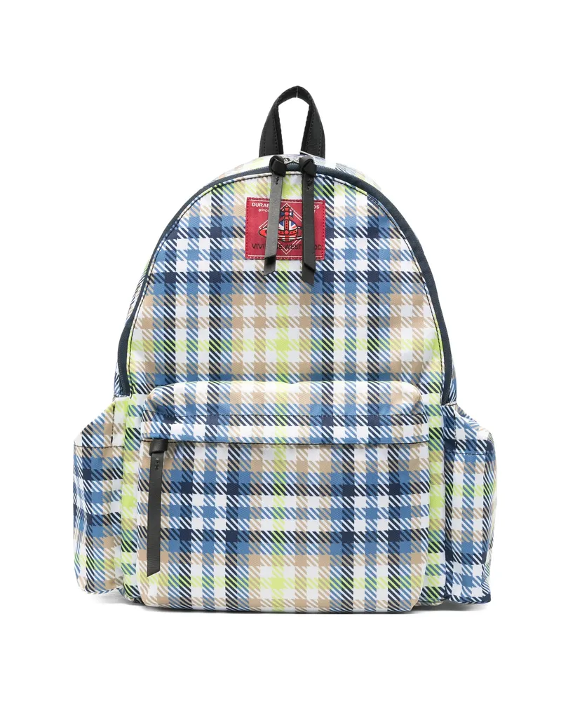 Vivienne Westwood Medium George Check-pattern Logo-patch Backpack Blue