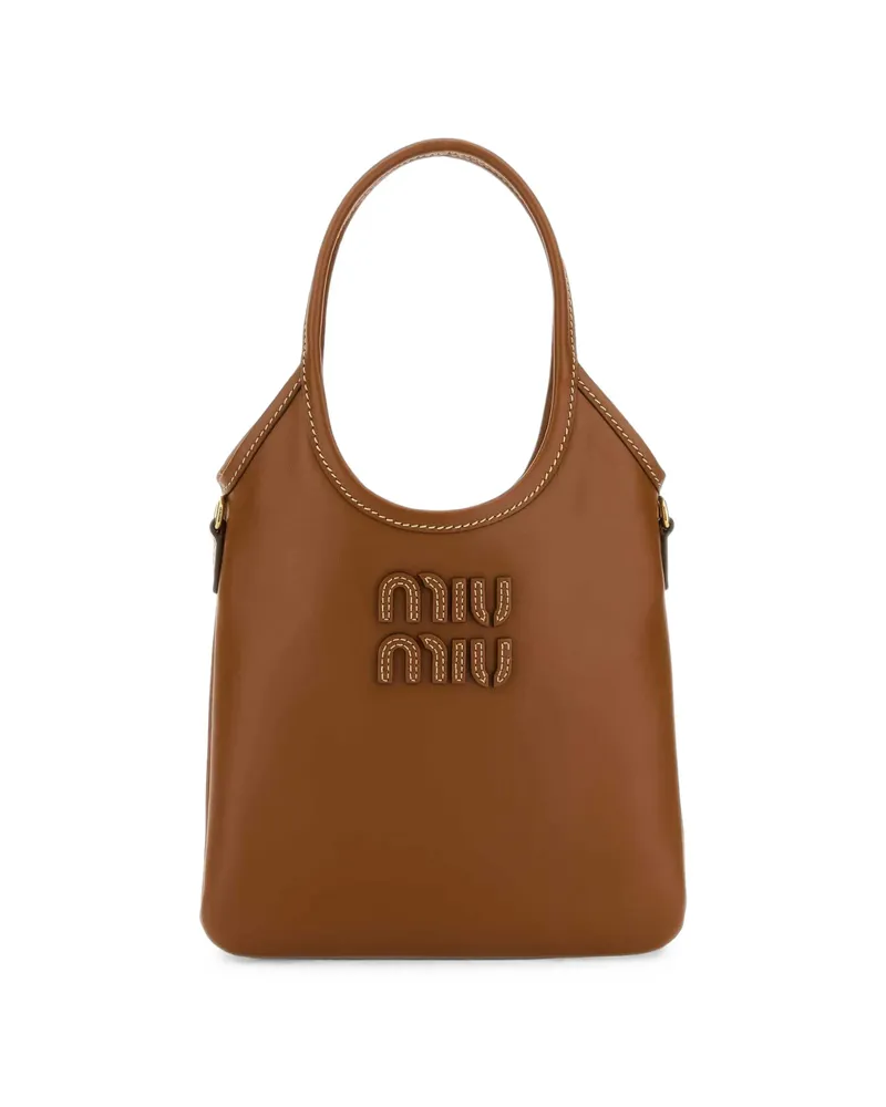Miu Miu Caramel Leather Shopping Bag Brown