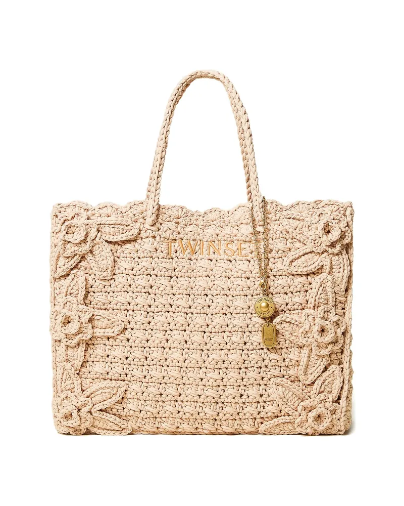 Twin-Set Floral-appliqué Tote Bag Neutrals