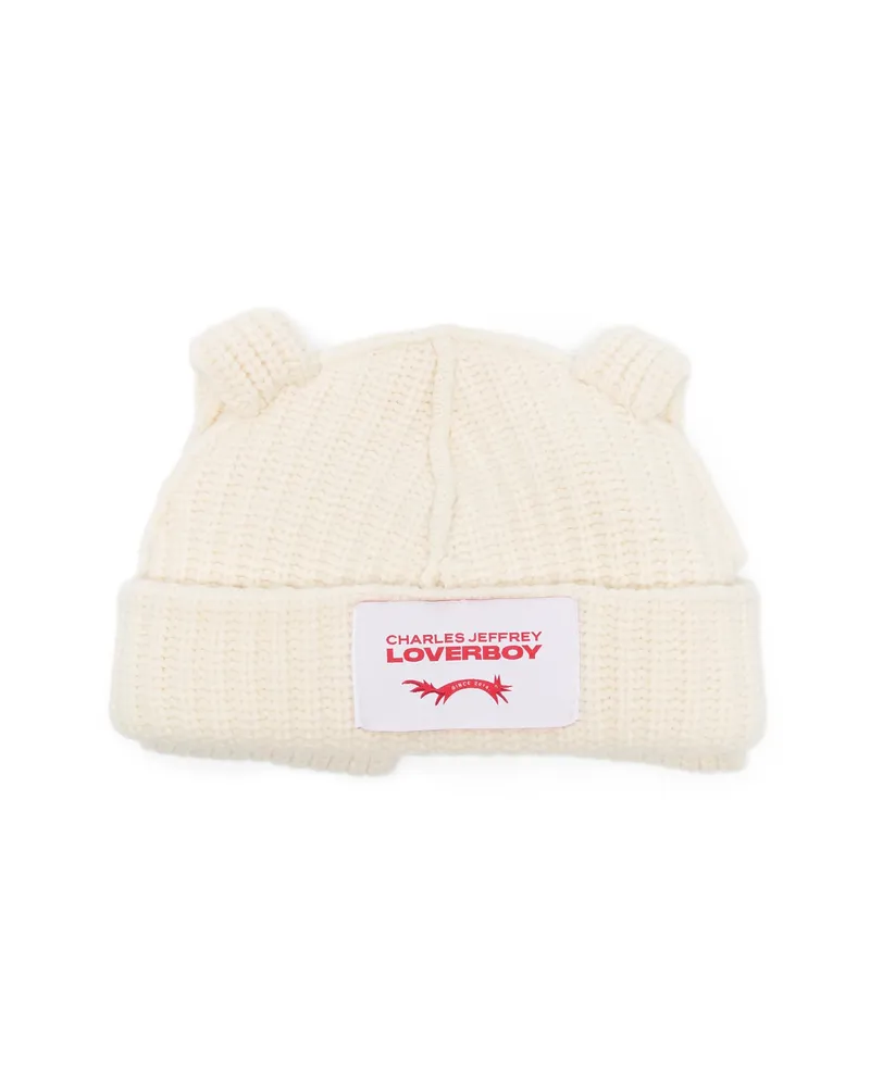 Charles Jeffrey Loverboy Side-ear Logo-path Beanie Hat White
