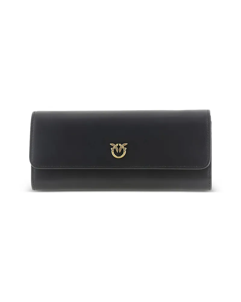 Pinko Love Birds Leather Clutch Bag Black