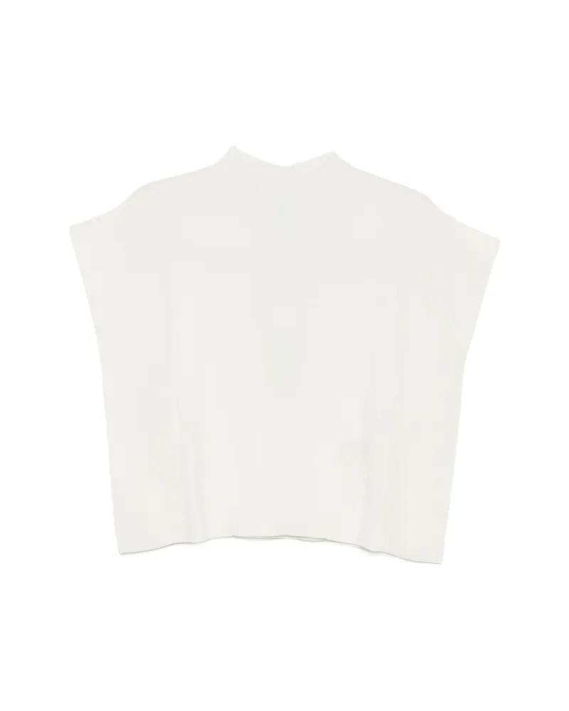 CFCL Portrait Ruffled-sleeve Ribbed Top White