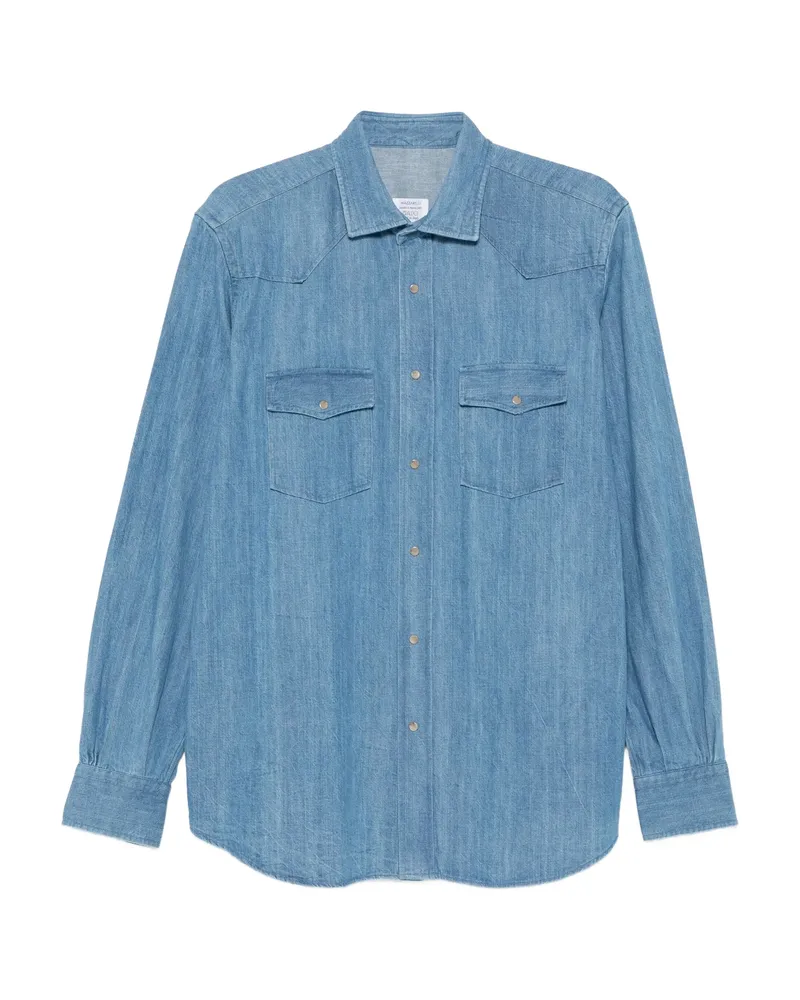 MAZZARELLI Double-pocket Denim Shirt Blue