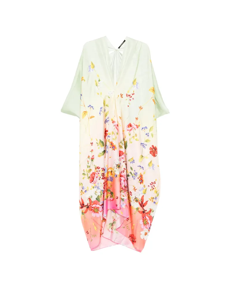 Roberto Cavalli Floral V-neck Kaftan Neutrals