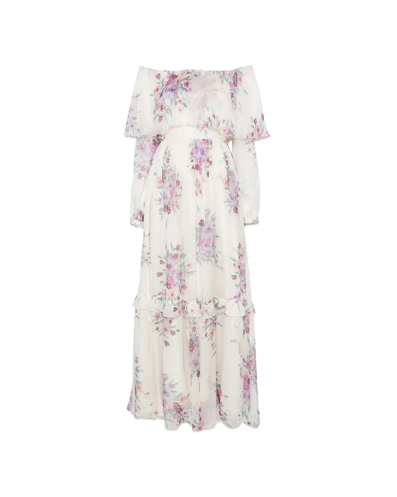 Raquel Diniz Marisol Floral-print Ruffled Maxi Dress White