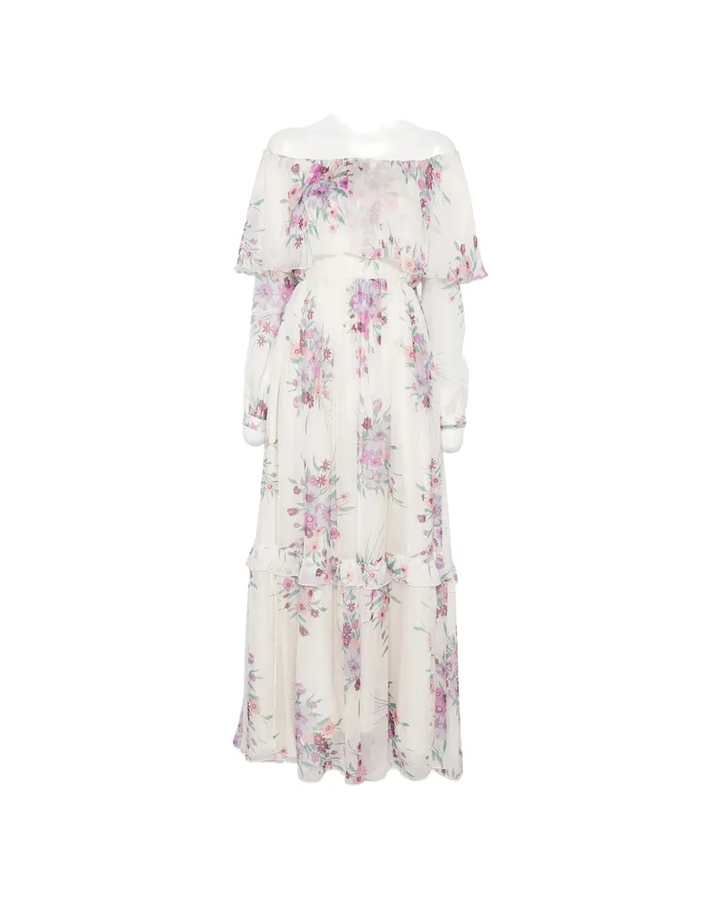 Raquel Diniz Marisol Floral-print Ruffled Maxi Dress White