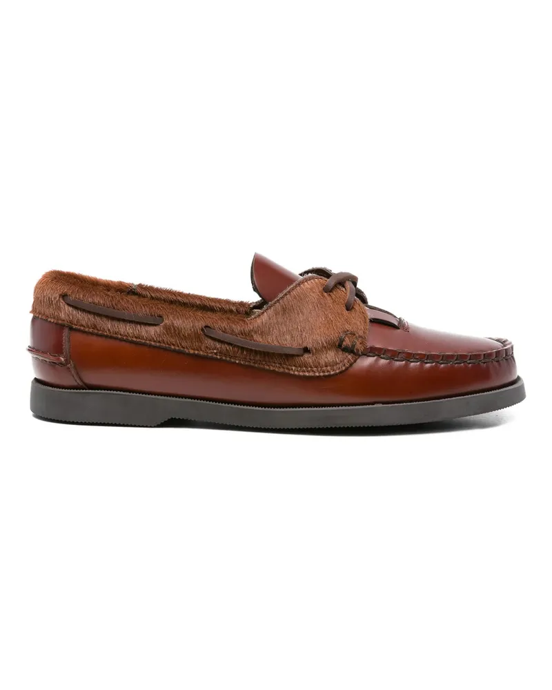 HEREU Leather Boat Shoes Brown
