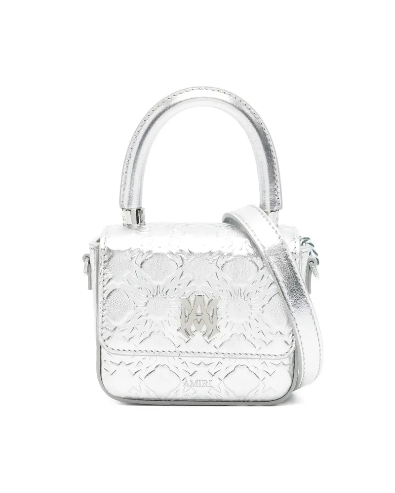 Amiri Embossed Top Handle Mini Bag Silver