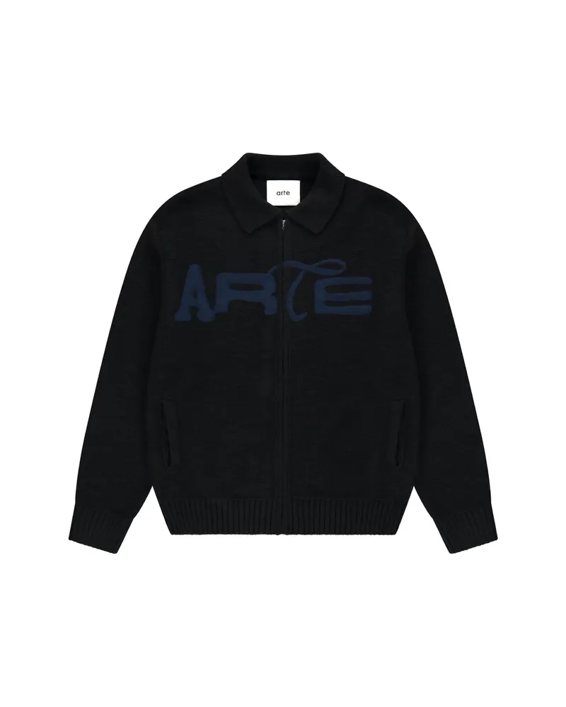 Arte Antwerp Logo-embroidered Zip-up Cardigan Black