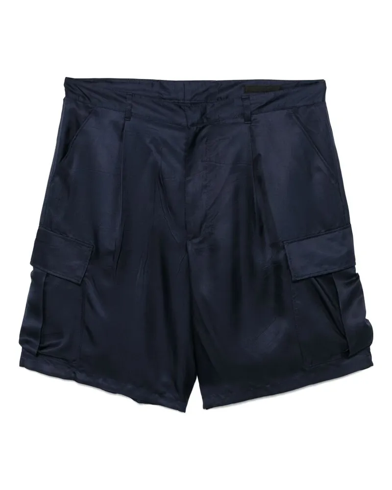 Prada Silk Cargo Shorts Blue