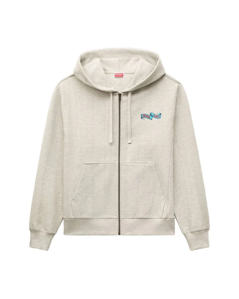 Kenzo Jumping Tiger Herringbone Hoodie Grey