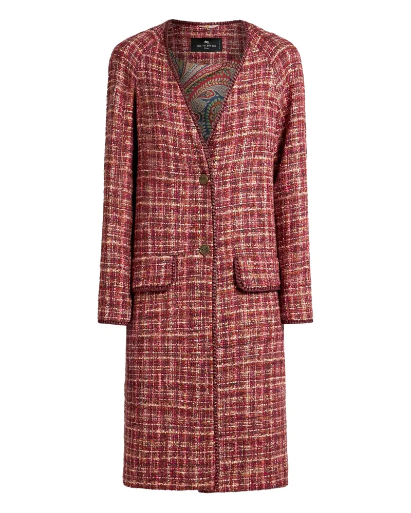 Etro Tweed Single-breasted Coat Red