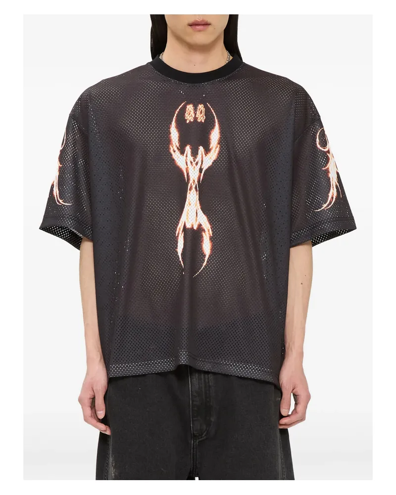 44 LABEL GROUP Y2K World Fire Soccer Graphic-print T-shirt Black