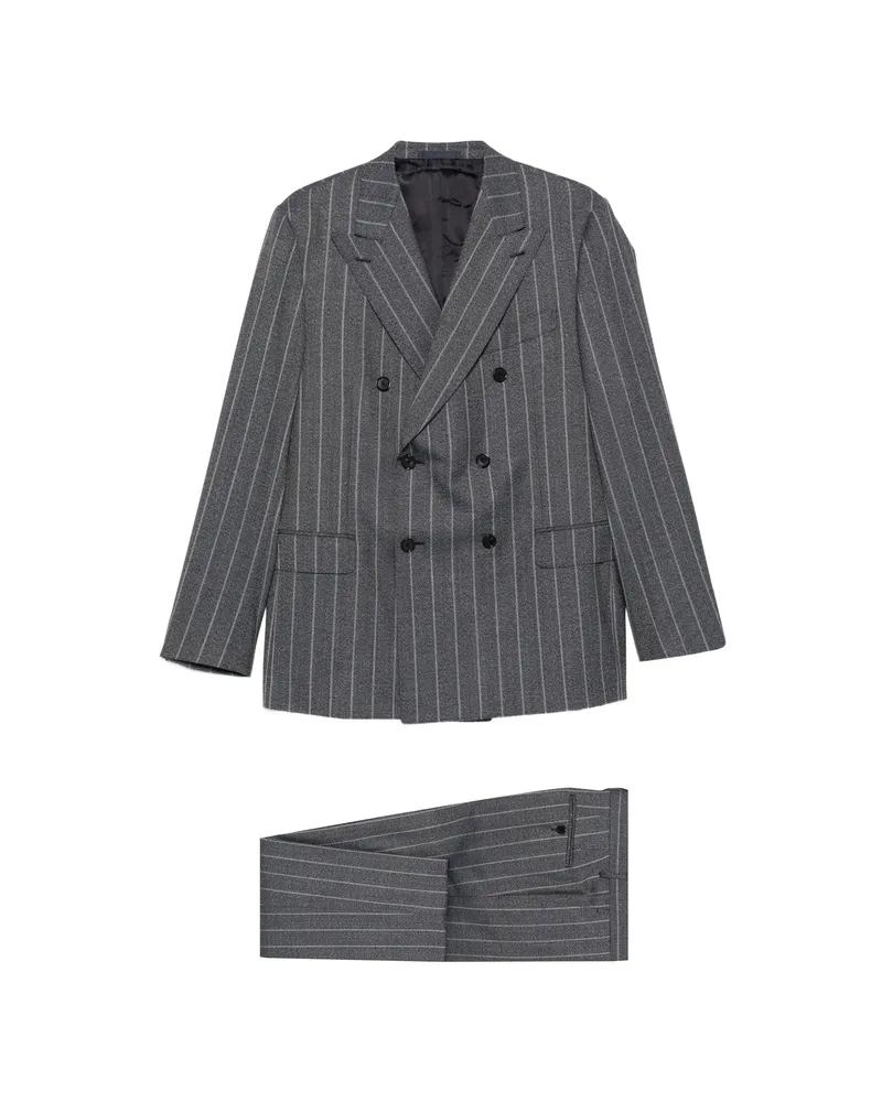 Caruso Pinstriped Double-breasted Suit Grey