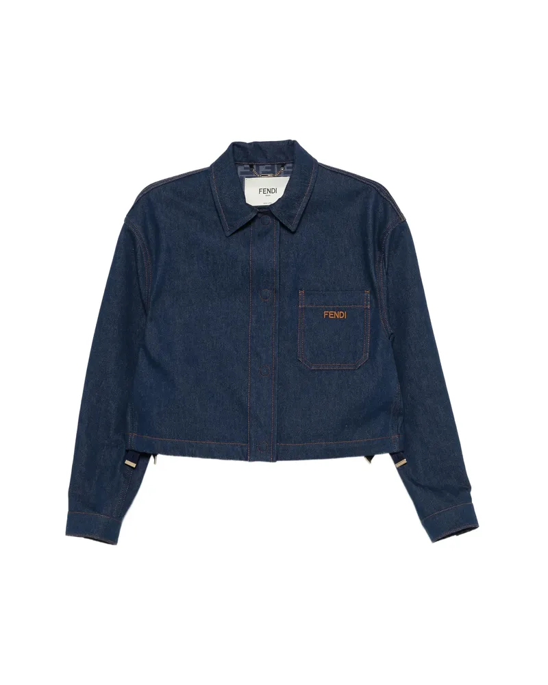 Fendi Logo-embroidered Denim Jacket Blue