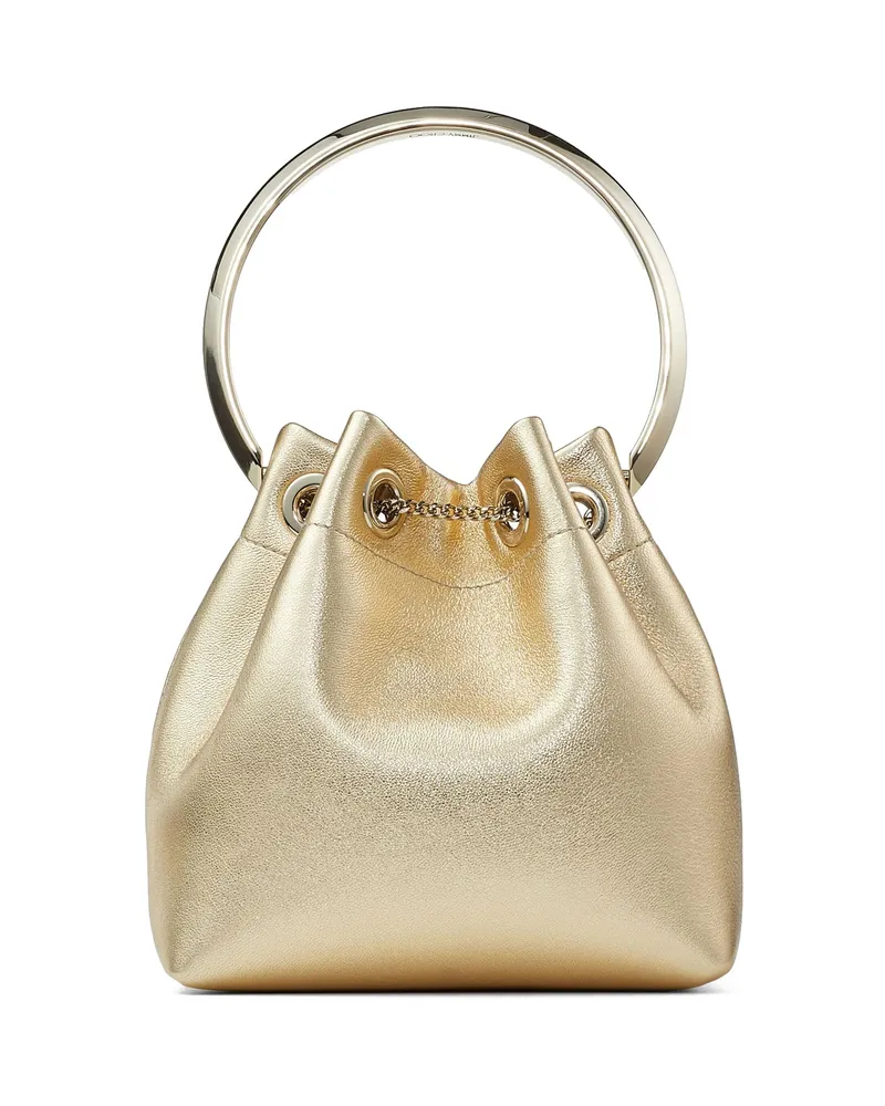 Jimmy Choo Bon Bon Metallic-finish Bucket Bag Gold