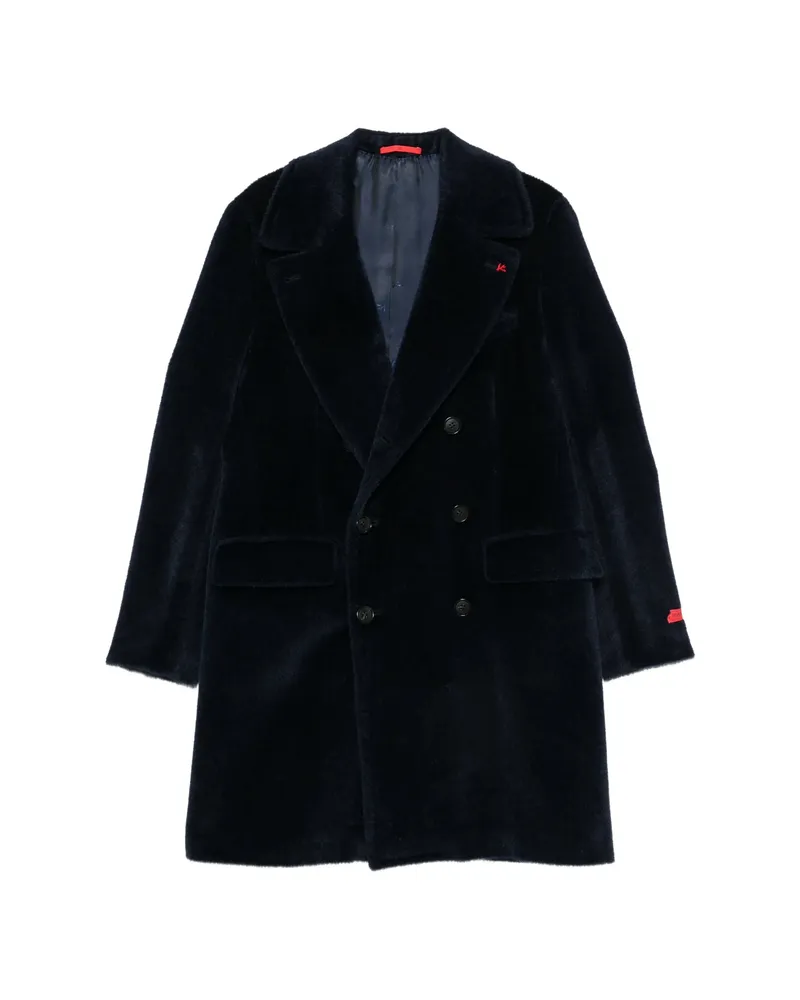 Isaia Double-breasted Coat Blue